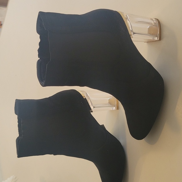 Black Booties with Clear Block Heel - Picture 5 of 8